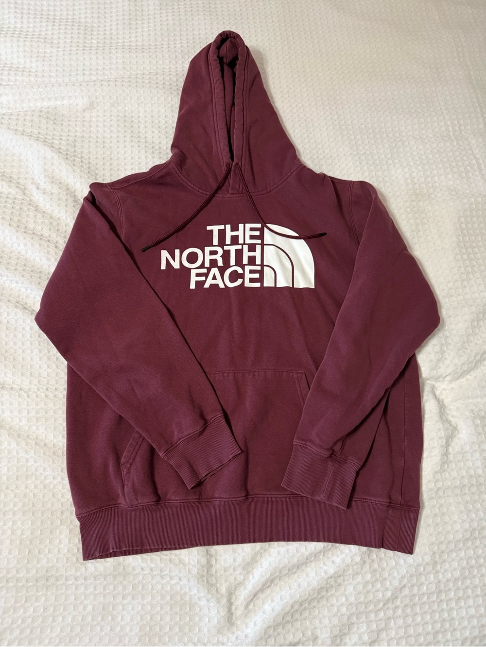 The North Face Men's L Burgundy Hoodie Sweatshirt with White Logo